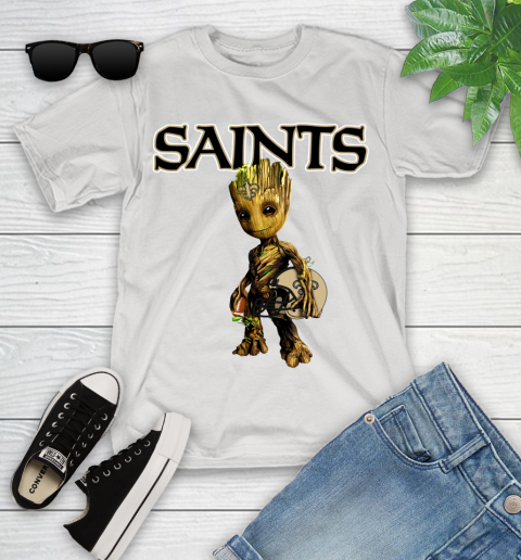 New Orleans Saints NFL Football Groot Marvel Guardians Of The Galaxy Youth T-Shirt