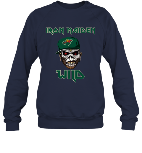 NHL Minnesota Wild Iron Maiden Rock Band Music Hockey Sports SqO3VBLYyF1 sweatshirt 35 95 151514 front navy