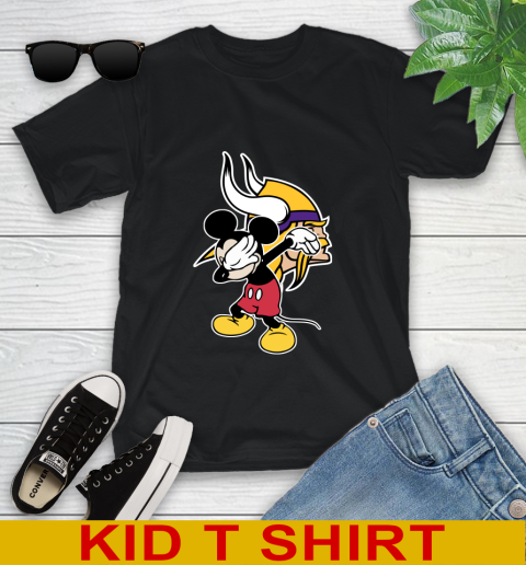 Minnesota Vikings NFL Football Dabbing Mickey Disney Sports Youth T-Shirt 2