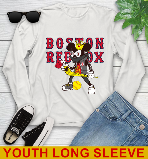 Boston Red Sox MLB Baseball Mickey Peace Sign Sports Youth Long Sleeve 12