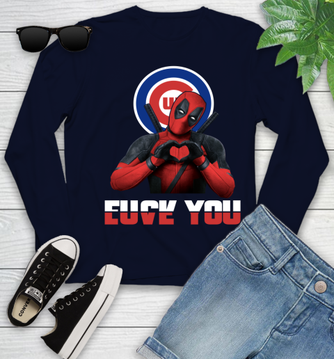 MLB Chicago Cubs Deadpool Love You Fuck You Baseball Sports Youth Long Sleeve 2