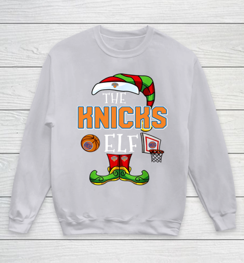 New York Knicks Christmas ELF Funny NBA Youth Sweatshirt 3