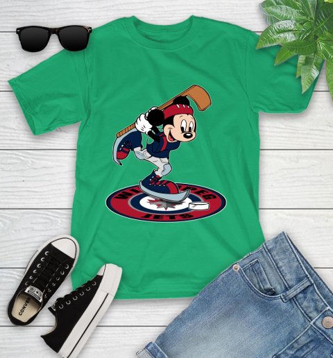 NHL Hockey Winnipeg Jets Cheerful Mickey Disney Shirt Youth T-Shirt 6