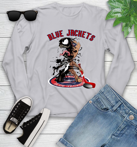 NHL Columbus Blue Jackets Hockey Venom Groot Guardians Of The Galaxy Youth Long Sleeve 5