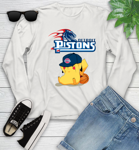 NBA Pikachu Basketball Sports Detroit Pistons Youth Long Sleeve 12