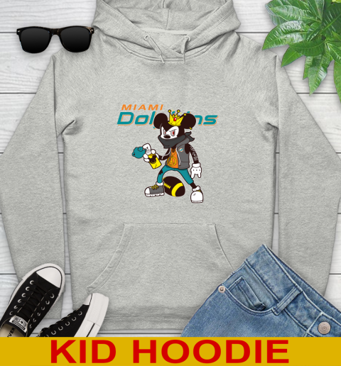 Miami Dolphins NFL Football Mickey Peace Sign Sports Youth Hoodie