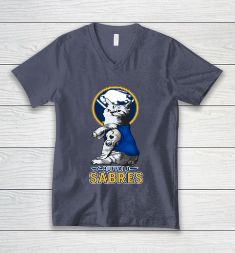 NHL My Cat Loves Buffalo Sabres Hockey V-Neck T-Shirt 7