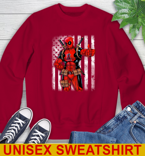 MLB Baseball Los Angeles Angels Deadpool American Flag Shirt Sweatshirt 9