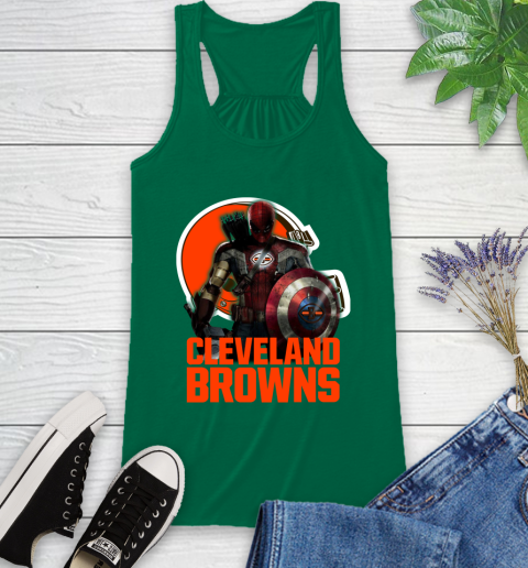 NFL Captain America Thor Spider Man Hawkeye Avengers Endgame Football Cleveland Browns Racerback Tank 7