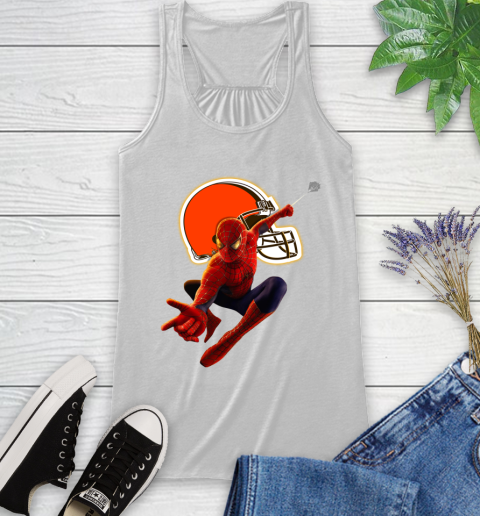 NFL Spider Man Avengers Endgame Football Cleveland Browns Racerback Tank