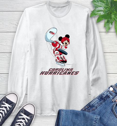 NHL Hockey Carolina Hurricanes Cheerful Mickey Mouse Shirt Long Sleeve T-Shirt 2