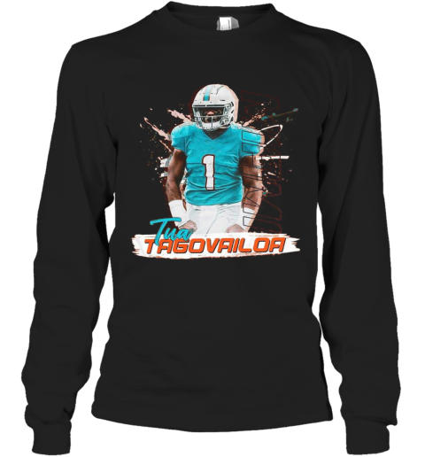 1 Tua Tagovailoa Miami Dolphins Football Long Sleeve T-Shirt