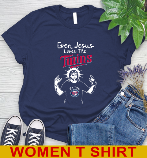 Minnesota Twins MLB Baseball Even Jesus Loves The Twins Shirt Women's T-Shirt 12