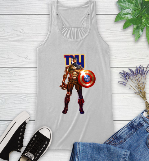 NFL Captain America Marvel Avengers Endgame Football Sports New York Giants Racerback Tank