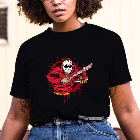 Air Jordan 1 CNY Matching Sneaker Shirt Jason Voorhees Red And Black Sneaker Black Shirt