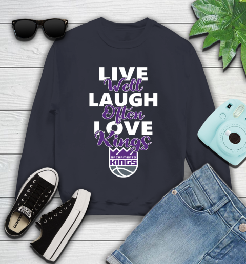 NBA Basketball Sacramento Kings Live Well Laugh Often Love Shirt Youth Sweatshirt 2