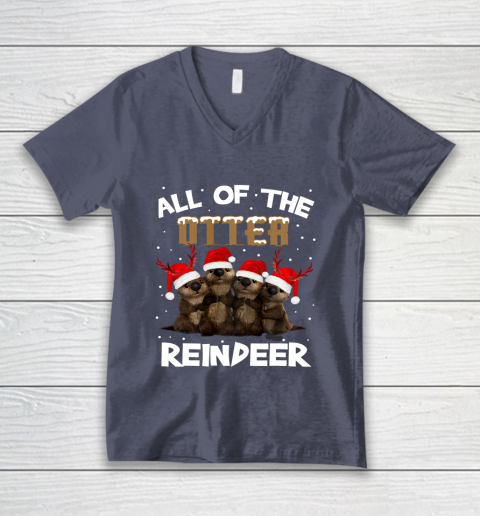 All Of Otter Reindeer Christmas Pajamas Tshirt Xmas V-Neck T-Shirt 7