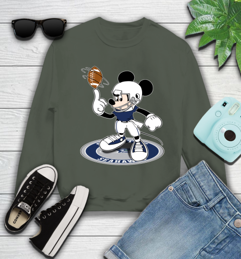 NFL Football Seattle Seahawks Cheerful Mickey Disney Shirt Youth Sweatshirt 9