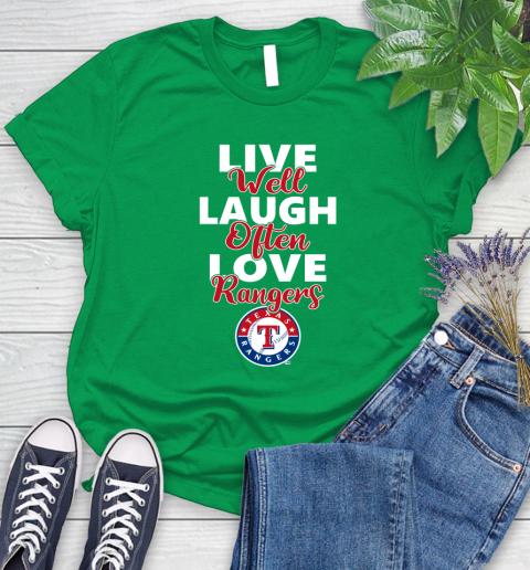 MLB Baseball Texas Rangers Live Well Laugh Often Love Shirt Women's T-Shirt 7