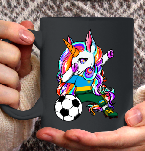 Dabbing Unicorn Rwanda Soccer Fans Jersey Rwandan Football Ceramic Mug 11oz