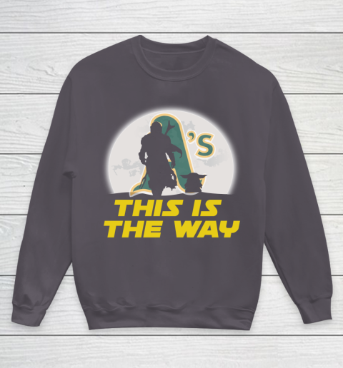 Oakland Athletics MLB Baseball Star Wars Yoda And Mandalorian This Is The Way Youth Sweatshirt 5