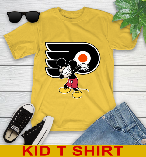 Philadelphia Flyers NHL Hockey Dabbing Mickey Disney Sports Youth T-Shirt 8