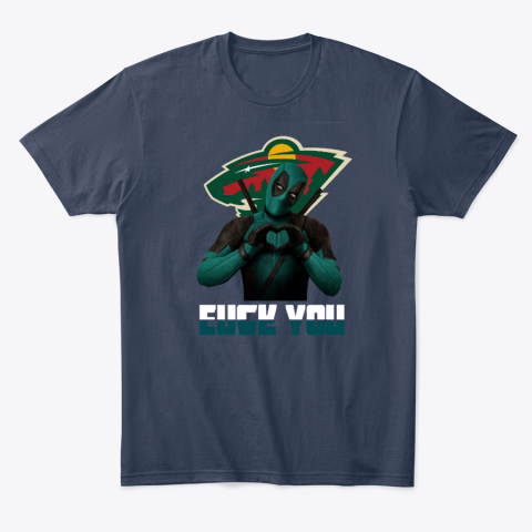 sjyq minnesota wild deadpool love you fuck you classic t shirt 2 front navy