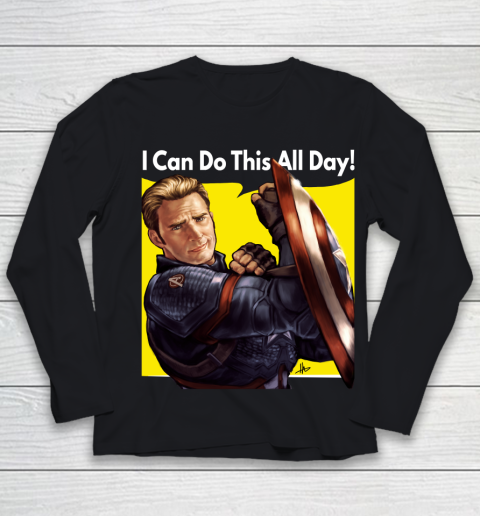 Captian America Tshirt Cap Can Do It All Day Youth Long Sleeve