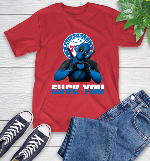 NBA Philadelphia 76ers Deadpool Love You Fuck You Basketball Sports T-Shirt 11
