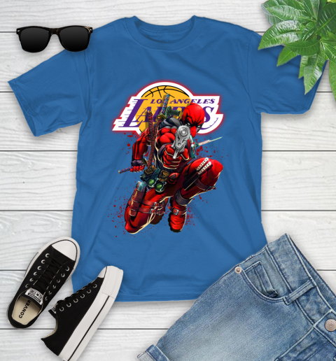 NBA Deadpool Marvel Comics Sports Basketball Los Angeles Lakers Youth T-Shirt 9