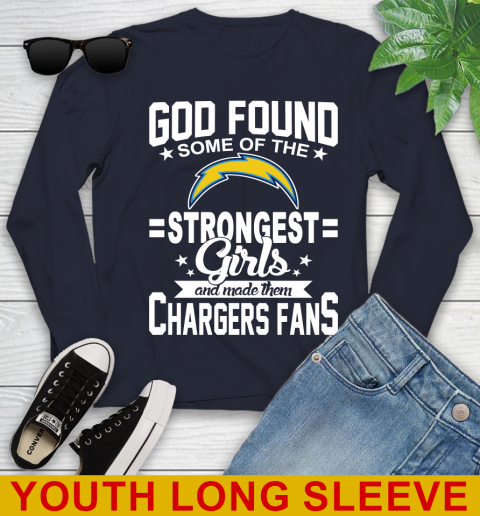 Los Angeles Chargers NFL Football God Found Some Of The Strongest Girls Adoring Fans Youth Long Sleeve 3 Los Angeles Chargers NFL Football God Found Some Of The Strongest Girls Adoring Fans Youth Long Sleeve - Image 3
