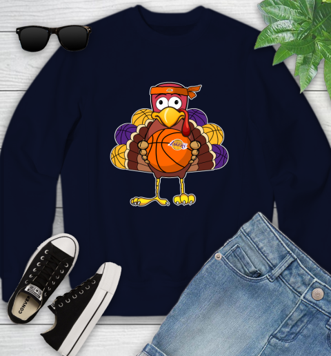 Los Angeles Lakers Turkey thanksgiving day Youth Sweatshirt 3