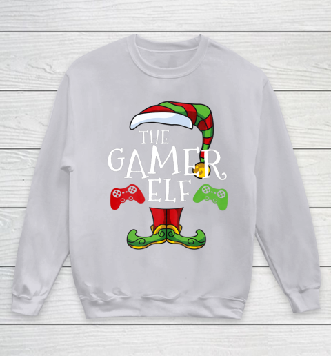 Gamer Elf Family Matching Christmas Funny Gaming Pajama Youth Sweatshirt 3