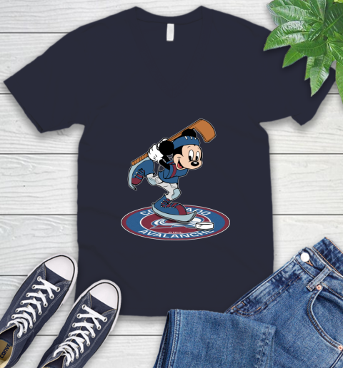 NHL Hockey Colorado Avalanche Cheerful Mickey Disney Shirt V-Neck T-Shirt 3
