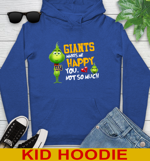 NFL New York Giants Makes Me Happy You Not So Much Grinch Football Sports Youth Hoodie 10