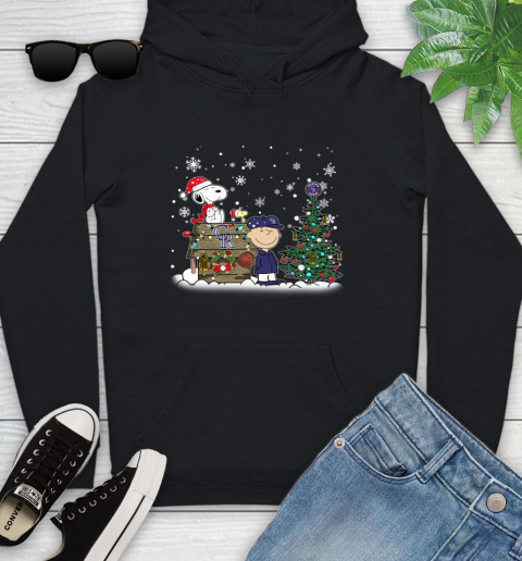 MLB Colorado Rockies Snoopy Charlie Brown Christmas Baseball Commissioner's Trophy Youth Hoodie