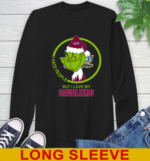 Cleveland Cavaliers NBA Christmas Grinch I Hate People But I Love My Favorite Basketball Team Long Sleeve T-Shirt 2