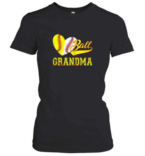 Baseball Softball Ball Heart Grandma Shirt Mother's Day Gift Women's T-Shirt