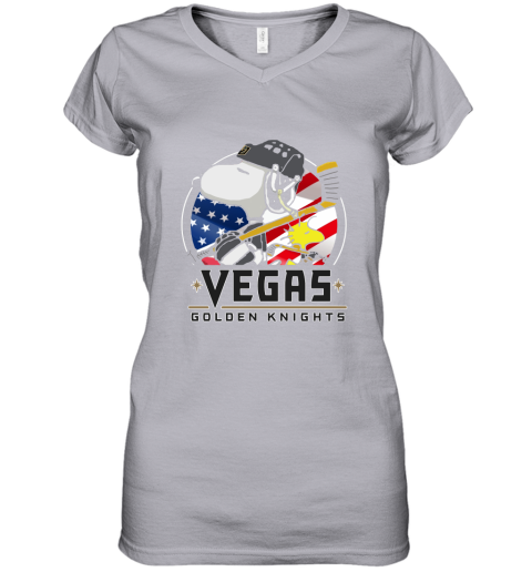 Vegas Golden Knights Ice Hockey Snoopy And Woodstock NHL Women's V-Neck T-Shirt