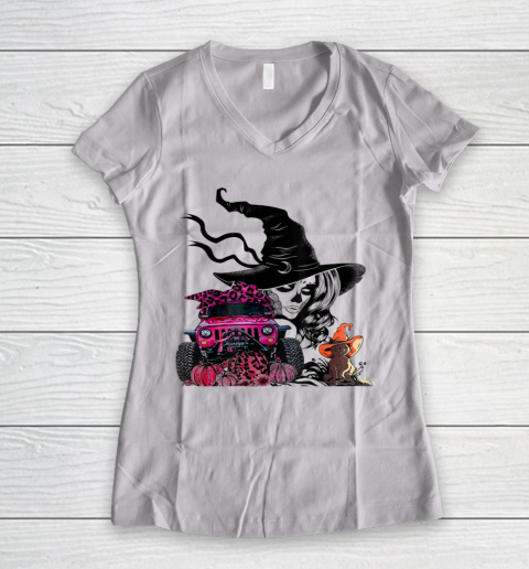 My Broom Broke Now I Drive A Black Jeep Witch Halloween Women's V-Neck T-Shirt