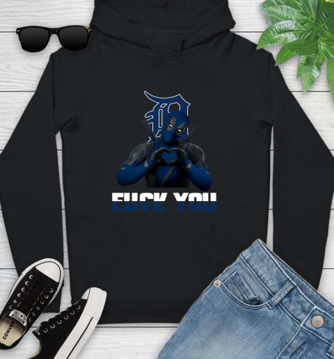 MLB Detroit Tigers Deadpool Love You Fuck You Baseball Sports Youth Hoodie