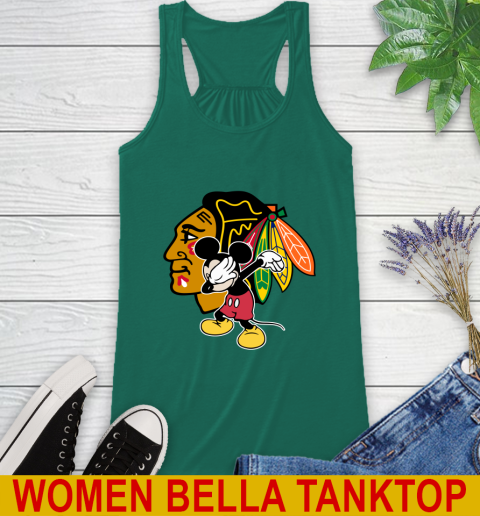 Chicago Blackhawks NHL Hockey Dabbing Mickey Disney Sports Racerback Tank 7