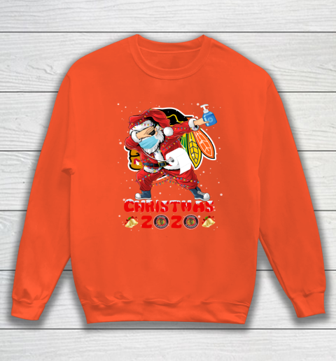 Chicago Blackhawks Funny Santa Claus Dabbing Christmas 2020 NHL Sweatshirt 3
