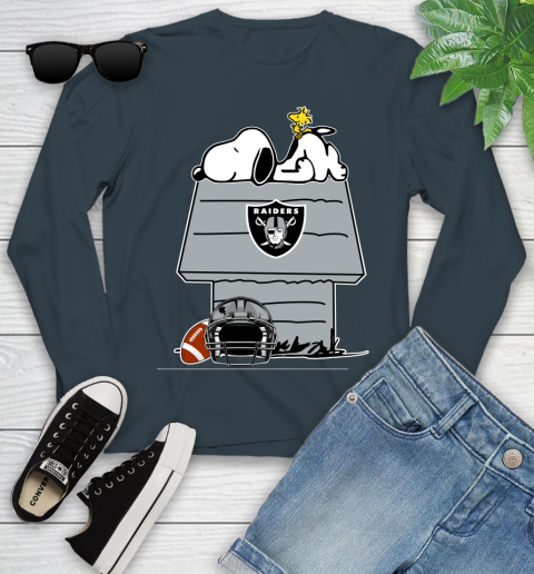 Oakland Raiders NFL Football Snoopy Woodstock The Peanuts Movie Youth Long Sleeve 8