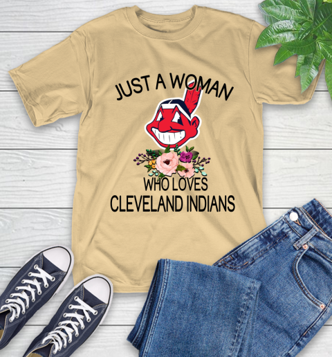 MLB Just A Woman Who Loves Cleveland Indians Baseball Sports T-Shirt 6