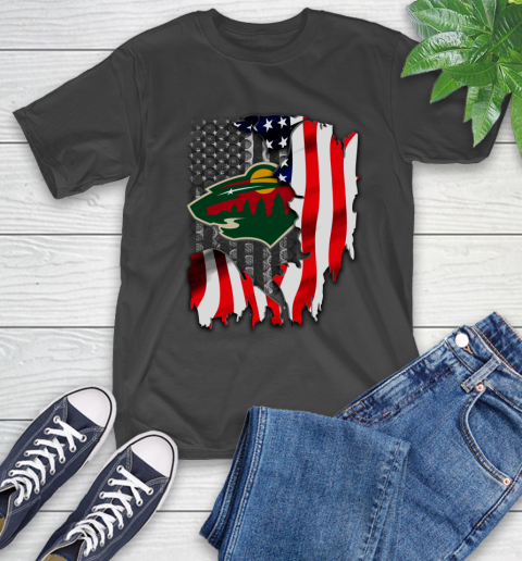 Minnesota Wild NHL Hockey American Flag T-Shirt