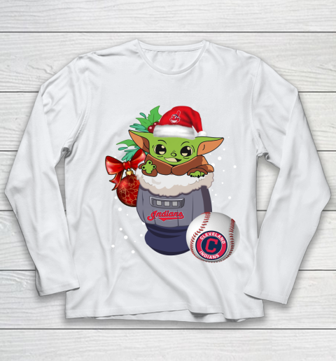 Cleveland Indians Christmas Baby Yoda Star Wars Funny Happy MLB Youth Long Sleeve 2