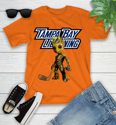 Tampa Bay Lightning NHL Hockey Groot Marvel Guardians Of The Galaxy Youth T-Shirt 7