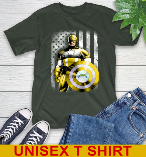 Los Angeles Chargers NFL Football Captain America Marvel Avengers American Flag Shirt T-Shirt 6