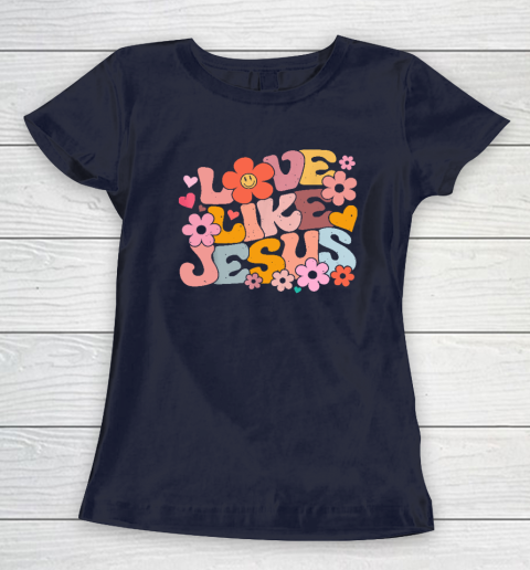 Love Like Jesus Christian Bible Verse Trendy Floral Heart Women's T-Shirt 2